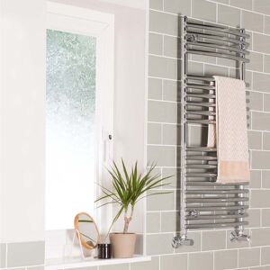 PlumbGalaxy Jakobstad 800 x 500mm Curved Chrome Designer Heated Towel Rail PlumbGalaxy Jakobstad 800 x 500mm Curved Chrome Designer Heated Towel Rail