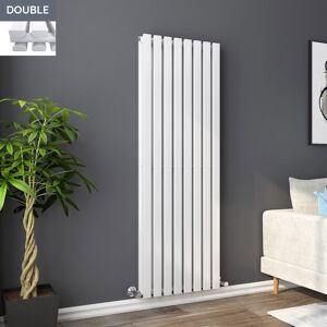 PlumbGalaxy Lulea 1600 x 550mm White Double Rectangular Panel Vertical Radiator PlumbGalaxy Lulea 1600 x 550mm White Double Rectangular Panel Vertical Radiator