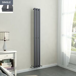 PlumbGalaxy Lulea 1600 x 200mm Anthracite Single Rectangular Panel Vertical Radiator PlumbGalaxy Lulea 1600 x 200mm Anthracite Single Rectangular Panel Vertical Radiator