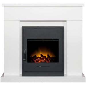 Adam Lomond Fireplace Suite in Pure White with Oslo Electric Fire in Black, 39 I Adam Lomond Fireplace Suite in Pure White with Oslo Electric Fire in Black, 39 I