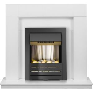 Adam Malmo in Pure White & Black/Pure White with Helios Electric Fire in Black, Adam Malmo in Pure White & Black/Pure White with Helios Electric Fire in Black,