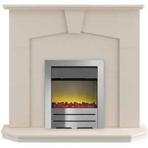 Adam Abbey Stone Effect Fireplace Suite with Colorado Brushed Steel Electric Fir Adam Abbey Stone Effect Fireplace Suite with Colorado Brushed Steel Electric Fir