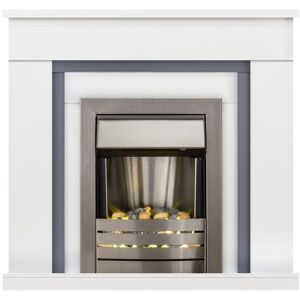 Adam Milan Fireplace in Pure White & Grey with Helios Electric Fire in Brushed S Adam Milan Fireplace in Pure White & Grey with Helios Electric Fire in Brushed S