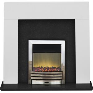 Adam Miami Fireplace Suite in Pure White and Granite with Eclipse Electric Fire Adam Miami Fireplace Suite in Pure White and Granite with Eclipse Electric Fire