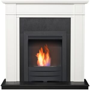 Adam Georgian Fireplace in Pure White & Black with Colorado Bio Ethanol Fire in Adam Georgian Fireplace in Pure White & Black with Colorado Bio Ethanol Fire in