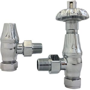 (Chrome) Warmehaus Traditional Antique Style Brass Thermostatic Radiator Valve L (Chrome) Warmehaus Traditional Antique Style Brass Thermostatic Radiator Valve L