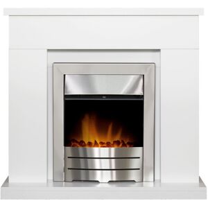REFURBISHED Adam Lomond Fireplace Pure White + Colorado Electric Fire Brushed Steel, 39" REFURBISHED Adam Lomond Fireplace Pure White + Colorado Electric Fire Brushed Steel, 39"