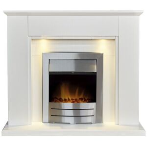 REFURBISHED Adam Eltham Fireplace in Pure White with Downlights & Colorado Electric Fire in REFURBISHED Adam Eltham Fireplace in Pure White with Downlights & Colorado Electric Fire in