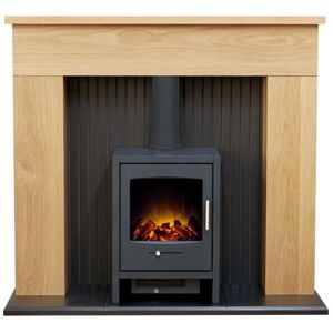 REFURBISHED Adam Innsbruck Stove Fireplace in Oak with Bergen Electric Stove in Charcoal Gre REFURBISHED Adam Innsbruck Stove Fireplace in Oak with Bergen Electric Stove in Charcoal Gre