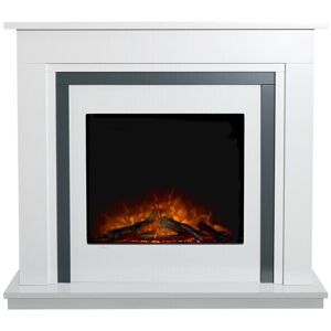 REFURBISHED Adam Brentwood Electric Fireplace Suite in Pure White & Grey, 43 Inch REFURBISHED Adam Brentwood Electric Fireplace Suite in Pure White & Grey, 43 Inch