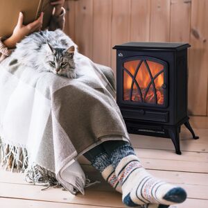 HOMCOM Free Standing Electric Log-Burning Fireplace Heater - 1kW/2kW, Flame Effe HOMCOM Free Standing Electric Log-Burning Fireplace Heater - 1kW/2kW, Flame Effe