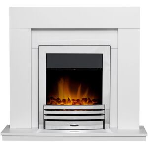 Adam Malmo Fireplace in White with Eclipse Electric Fire in Chrome, 39 Inch Adam Malmo Fireplace in White with Eclipse Electric Fire in Chrome, 39 Inch
