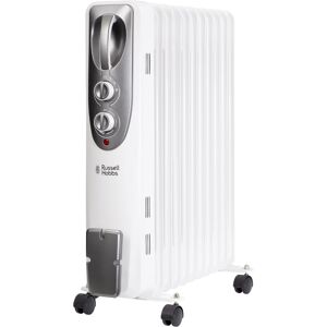 Russell Hobbs 2500W Oil Filled Radiator, 11 Fin Portable Electric Heater in Whit Russell Hobbs 2500W Oil Filled Radiator, 11 Fin Portable Electric Heater in Whit