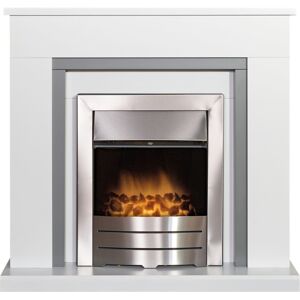 Adam Milan Fireplace in Pure White & Grey with Colorado Electric Fire Adam Milan Fireplace in Pure White & Grey with Colorado Electric Fire