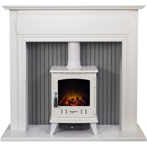 Adam Florence Stove Fireplace in Pure White with Aviemore Electric Sto Adam Florence Stove Fireplace in Pure White with Aviemore Electric Sto