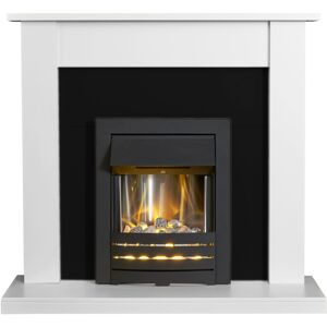 Adam Sutton Fireplace in Pure White & Black with Helios Electric Fire Adam Sutton Fireplace in Pure White & Black with Helios Electric Fire