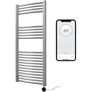 Greened House (500mm W x 1200mm H) Chrome Electric Smart WiFi Controlled Heated Towel Rail Cur Greened House (500mm W x 1200mm H) Chrome Electric Smart WiFi Controlled Heated Towel Rail Cur