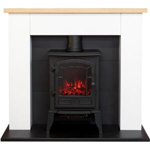 Adam Chester Fireplace in Pure White with Ripon Electric Stove in Black, 39 Inch Adam Chester Fireplace in Pure White with Ripon Electric Stove in Black, 39 Inch
