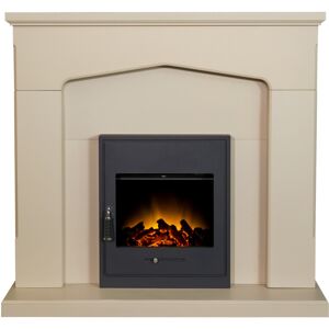 Adam Cotswold Fireplace Suite in Stone Effect with Oslo Electric Fire in Black, Adam Cotswold Fireplace Suite in Stone Effect with Oslo Electric Fire in Black,