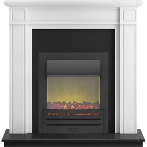 Adam Georgian Fireplace Suite in Pure White with Eclipse Electric Fire in Black, Adam Georgian Fireplace Suite in Pure White with Eclipse Electric Fire in Black,