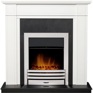Adam Georgian Fireplace Suite in Pure White with Eclipse Electric Fire in Chrome Adam Georgian Fireplace Suite in Pure White with Eclipse Electric Fire in Chrome