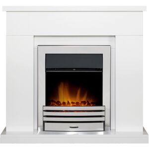 REFURBISHED Adam Lomond Fireplace Suite in Pure White with Eclipse Electric Fire in Chrome, REFURBISHED Adam Lomond Fireplace Suite in Pure White with Eclipse Electric Fire in Chrome,