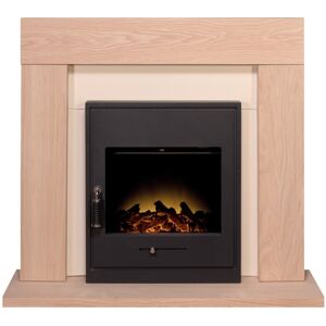 Adam Malmo in Oak & Black/Cream with Oslo Inset Electric Stove in Black, 39 Inch Adam Malmo in Oak & Black/Cream with Oslo Inset Electric Stove in Black, 39 Inch