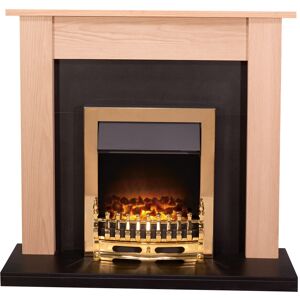 Adam Southwold Fireplace in Oak & Black with Blenheim Electric Fire in Brass, 4 Adam Southwold Fireplace in Oak & Black with Blenheim Electric Fire in Brass, 4