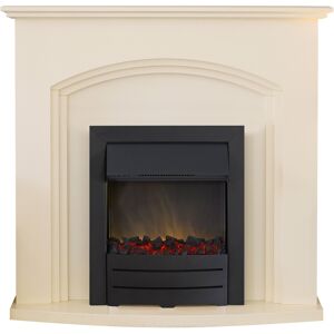 Adam Truro Fireplace Suite in Cream with Colorado Electric Fire in Black, 41 Inc Adam Truro Fireplace Suite in Cream with Colorado Electric Fire in Black, 41 Inc