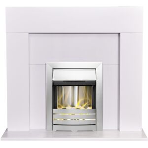 REFURBISHED Adam Miami Fireplace in Pure White with Helios Electric Fire in Brushed Steel, 4 REFURBISHED Adam Miami Fireplace in Pure White with Helios Electric Fire in Brushed Steel, 4