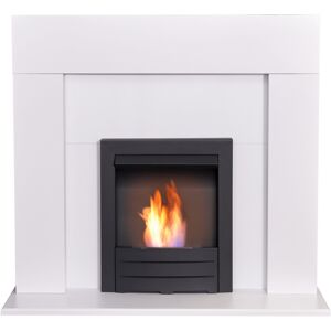 Adam Miami Fireplace in Pure White with Colorado Bio Ethanol Fire in Black, 48 I Adam Miami Fireplace in Pure White with Colorado Bio Ethanol Fire in Black, 48 I