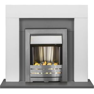 Adam Dakota Fireplace in Pure White & Grey with Helios Electric Fire in Brushed Adam Dakota Fireplace in Pure White & Grey with Helios Electric Fire in Brushed