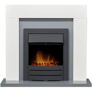 Adam Dakota Fireplace in Pure White & Grey with Colorado Electric Fire in Black, Adam Dakota Fireplace in Pure White & Grey with Colorado Electric Fire in Black,