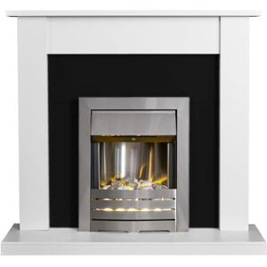 Adam Sutton Fireplace in Pure White & Black with Helios Electric Fire Adam Sutton Fireplace in Pure White & Black with Helios Electric Fire
