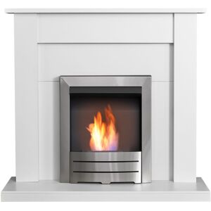 Adam Sutton Fireplace in Pure White with Colorado Bio Ethanol Fire in Adam Sutton Fireplace in Pure White with Colorado Bio Ethanol Fire in