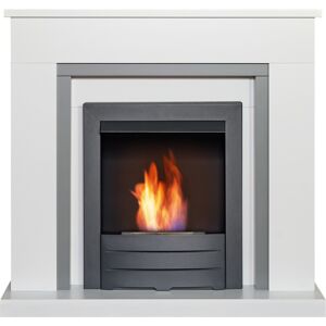Adam Milan Fireplace in Pure White & Grey with Colorado Bio Ethanol Fi Adam Milan Fireplace in Pure White & Grey with Colorado Bio Ethanol Fi