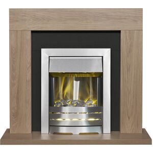 Adam Malmo in Oak & Black with Helios Fire in Brushed, 39 Inch Adam Malmo in Oak & Black with Helios Fire in Brushed, 39 Inch