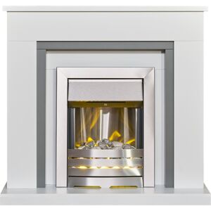 Adam Milan Fireplace in Pure White & Grey with Helios Electric Fire in Brushed S Adam Milan Fireplace in Pure White & Grey with Helios Electric Fire in Brushed S