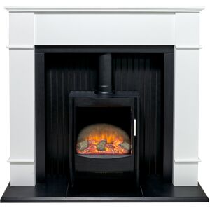 Adam Oxford Stove Suite Pure White + Keston Electric Stove Black, 48" Adam Oxford Stove Suite Pure White + Keston Electric Stove Black, 48"