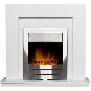Adam Malmo Fireplace in White with Colorado Electric Fire in Brushed Steel, 39 I Adam Malmo Fireplace in White with Colorado Electric Fire in Brushed Steel, 39 I