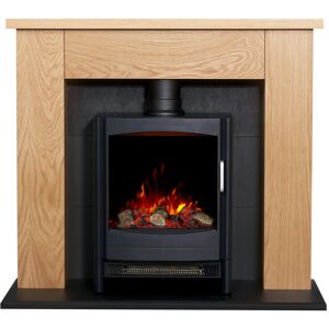 Adam Chester Stove Fireplace in Oak & Black with Sureflame Keston Elec Adam Chester Stove Fireplace in Oak & Black with Sureflame Keston Elec