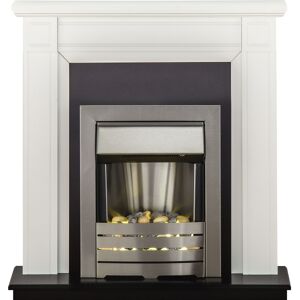 Adam Georgian Fireplace Suite in Pure White with Helios Electric Fire in Brushed Adam Georgian Fireplace Suite in Pure White with Helios Electric Fire in Brushed