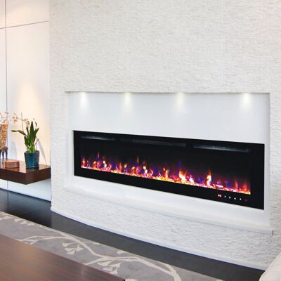 TruFlame PREMIUM PRODUCT 72inch Black Wall Mounted Electric Fire with 3 colour Flames and TruFlame PREMIUM PRODUCT 72inch Black Wall Mounted Electric Fire with 3 colour Flames and