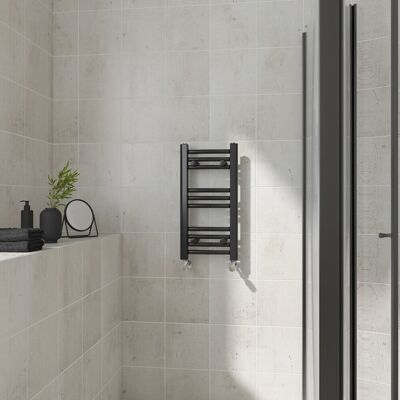 Warmehaus - Curved 600x300 - Black - Bathroom Ladder Style - Heated Towel Rail Warmehaus - Curved 600x300 - Black - Bathroom Ladder Style - Heated Towel Rail