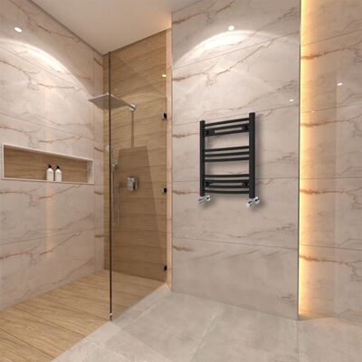 Warmehaus - Curved - 600x500mm - Black - Heated Towel Rail Warmehaus - Curved - 600x500mm - Black - Heated Towel Rail