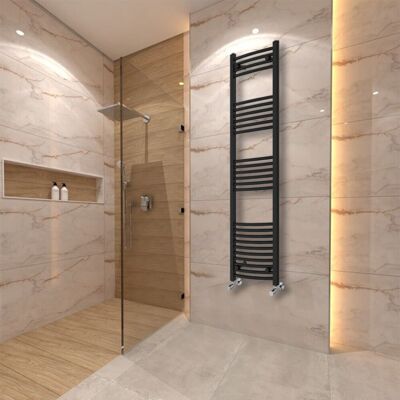 Warmehaus - Curved Heated Towel Rail - 1600x400mm - Black - Towel Rail Warmehaus - Curved Heated Towel Rail - 1600x400mm - Black - Towel Rail