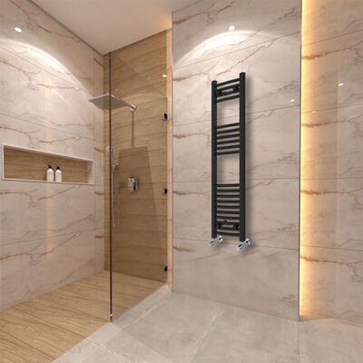 Warmehaus Curved Heated Towel Rail 1200x300 mm - Black - Central Heating Towel Rail Warmehaus Curved Heated Towel Rail 1200x300 mm - Black - Central Heating Towel Rail