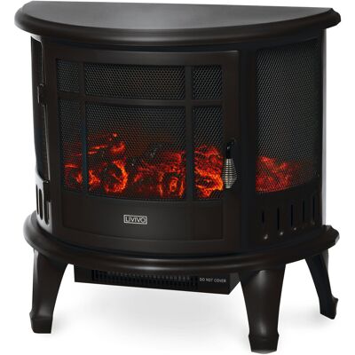 LIVIVO Panoramic Electric Stove Heater with Log Burner Flame Effect Fire 1800W F LIVIVO Panoramic Electric Stove Heater with Log Burner Flame Effect Fire 1800W F