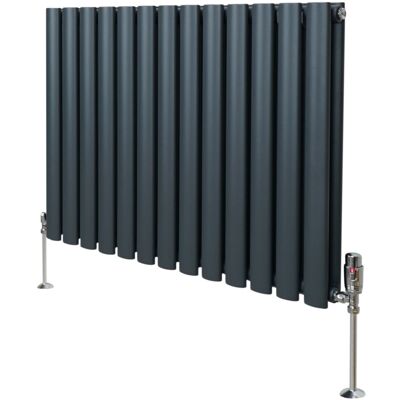 MonsterShop - Anthracite Grey Oval Column Radiator & TRV Valves - 600mm x 780mm MonsterShop - Anthracite Grey Oval Column Radiator & TRV Valves - 600mm x 780mm