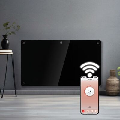 Futura Electric 1500W WIFI Glass Radiator Panel Heater Black Wall Mounted or Flo Futura Electric 1500W WIFI Glass Radiator Panel Heater Black Wall Mounted or Flo